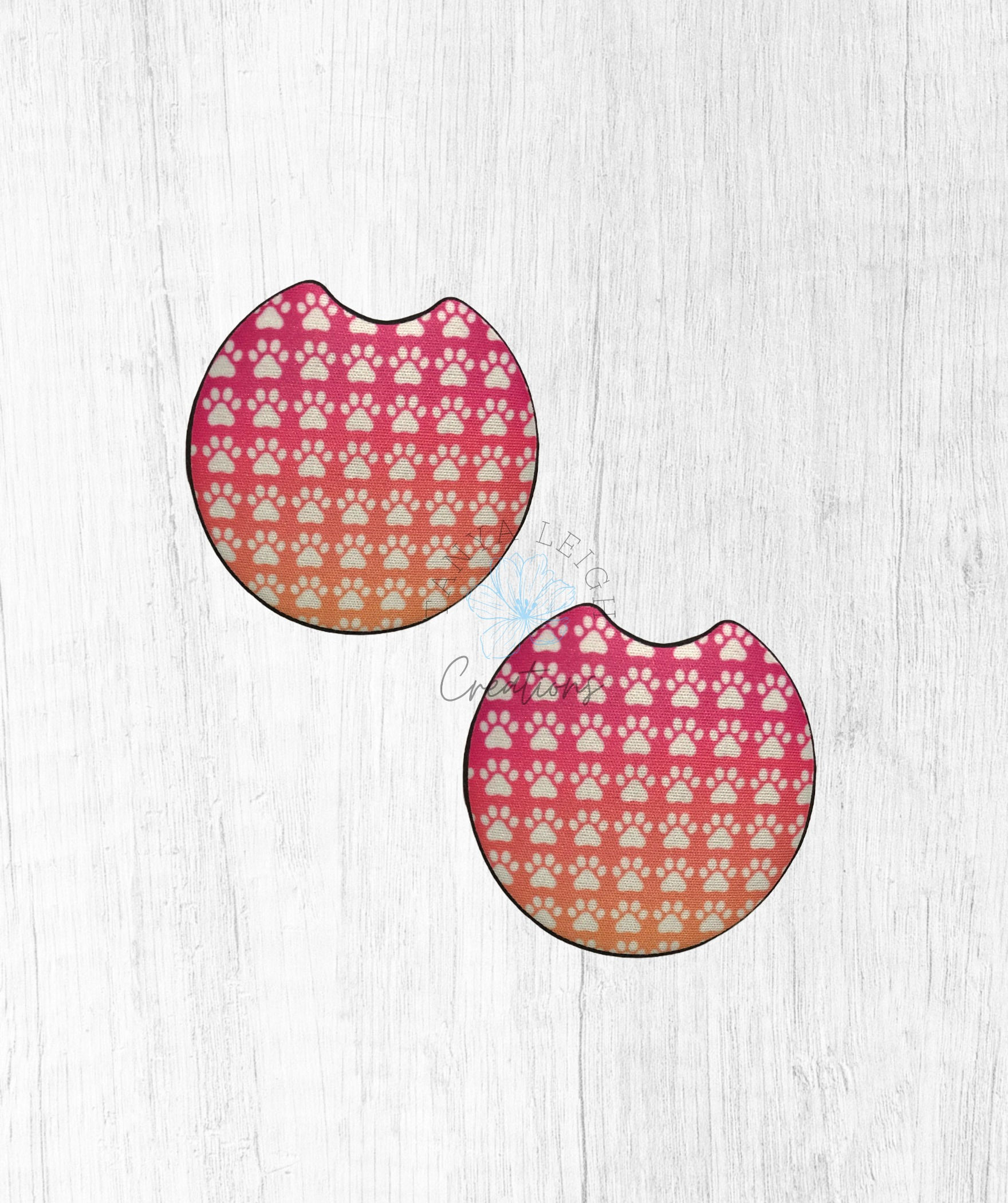 Sunset Dog Paw Car Coaster Set