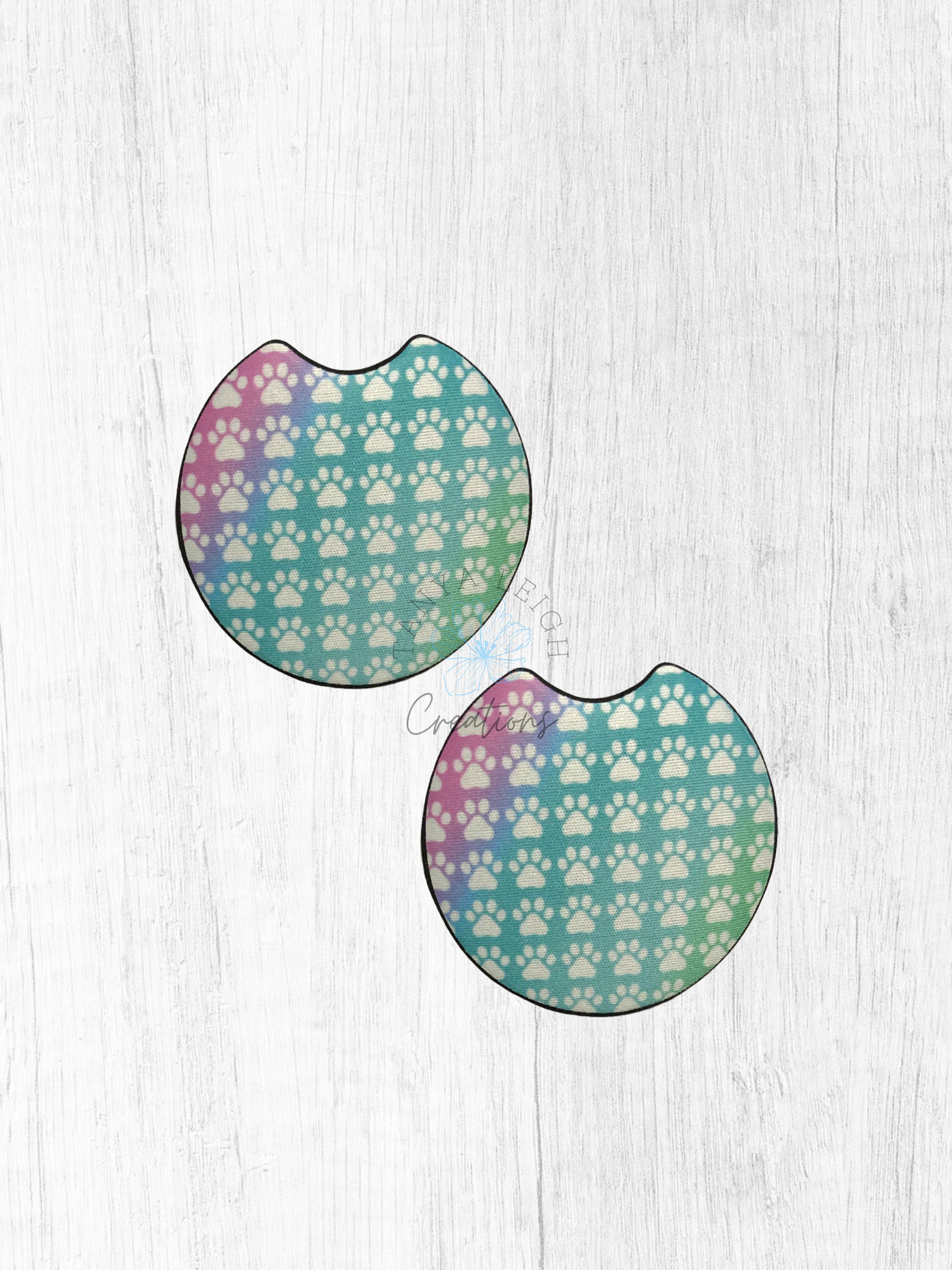 Pastel Dog Paw Car Coaster Set