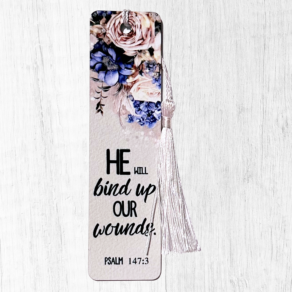 christian bookmark with psalms 147:3 with floral design