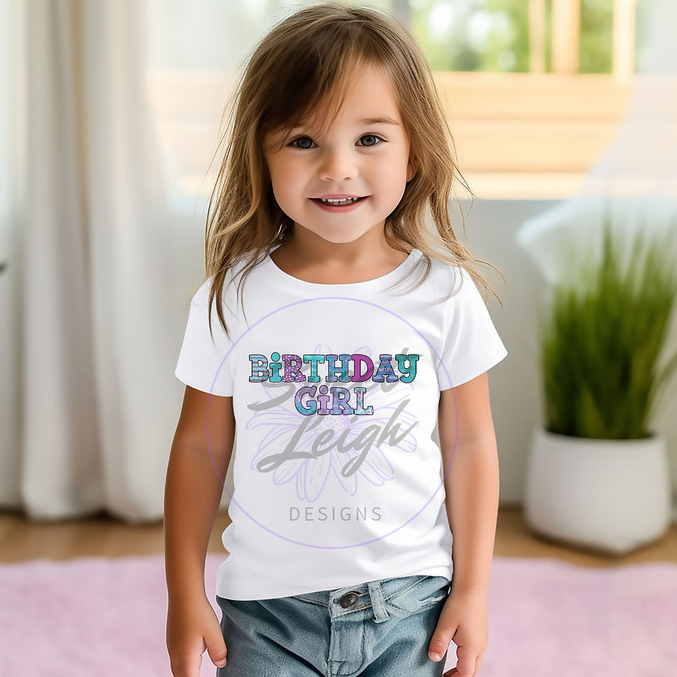 Thumbnail: birthday girl in mermaid font on a shirt