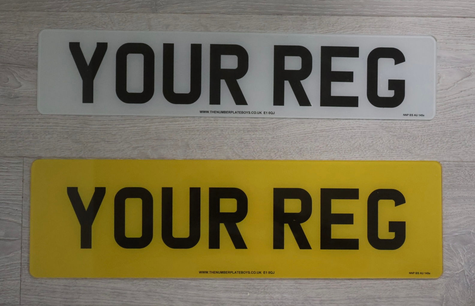 Oversized Number Plate Set Back & Front (520mm X 111mm 533mm x 152mm)