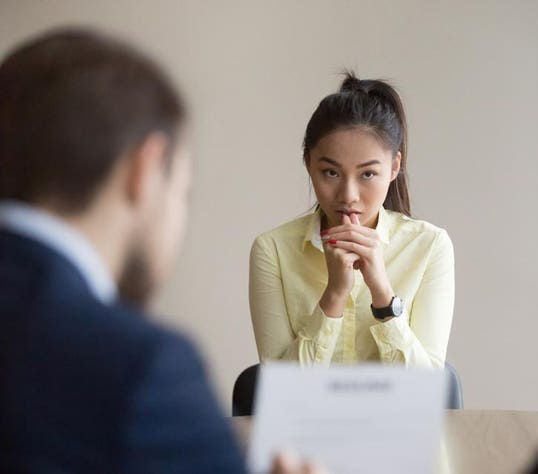 A student appears nervous during an oral examination