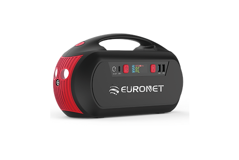 60000mAh Euronet solar power station with LED display, perfect for off-grid energy solutions.