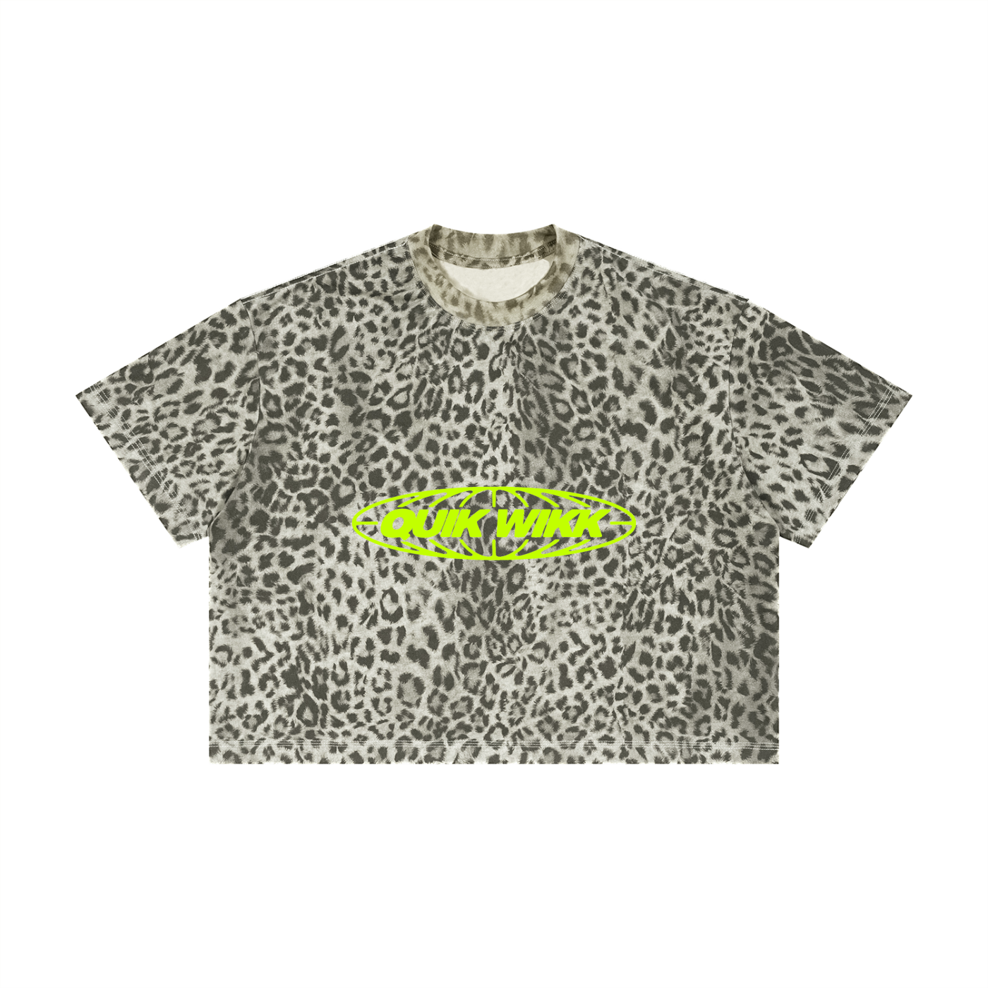 Quik Wikk Globe Unisex Leopard Print Boxy T-Shirt