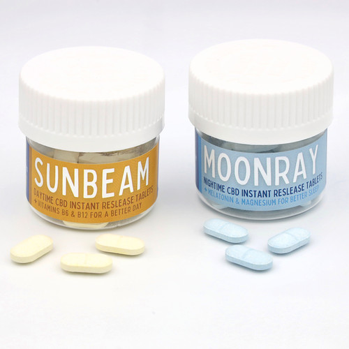 Sunbeam + Moonray 50mg CBD Tablets Bundle Happy Farmer