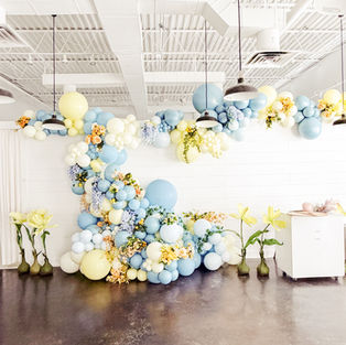Spring balloon decor with soft pastel colors