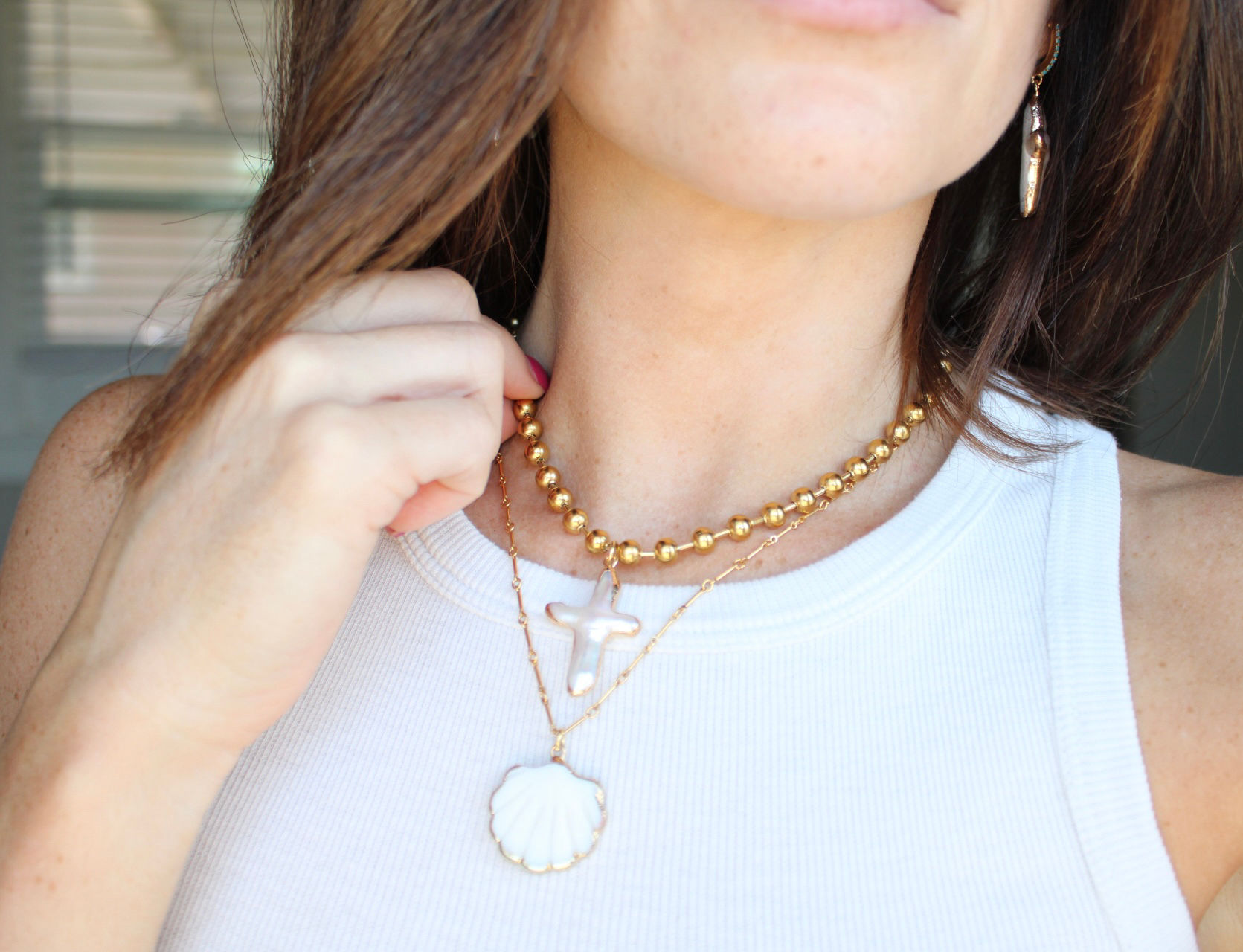Ball chain pearl necklace or bracelet