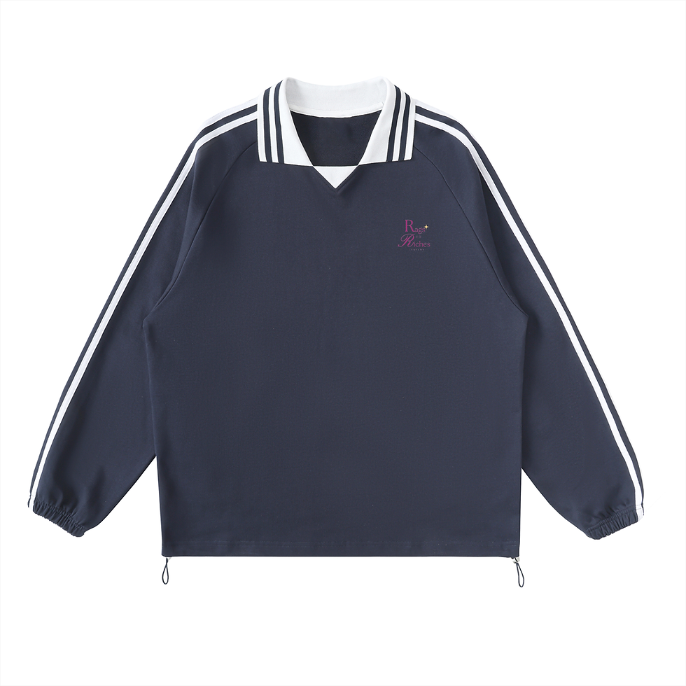 Thumbnail: Contrast Striped Lapel Collar Sweatshirt