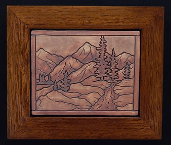 Ravenstone solitude tile arts and crafts in mitered oak frame