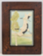 6"x9" Cranes Tile in Morris Oak Frame MB501