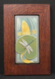 4"x8" Koi and Dragonfly Tile in Mitered Oak Frame MB101