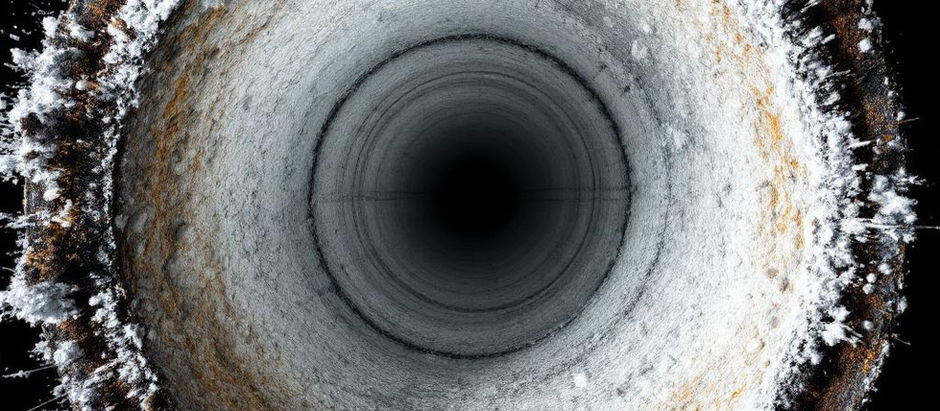 Depósitos de incrustação em tubulação industrial causados por alta dureza da água.