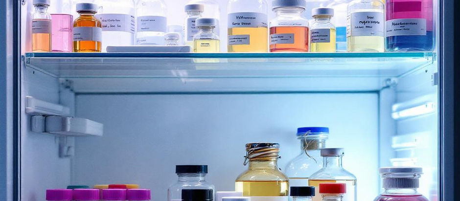 Produtos armazenados em laboratório em diferentes condições de temperatura para estudo de estabilidade