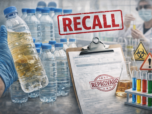 Recall de água engarrafada por substância estranha acende alerta sanitário. Entenda os riscos envolvidos e por que análises laboratoriais são essenciais para garantir segurança e conformidade.