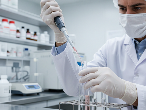 Laboratório moderno com equipamentos de ponta para análise microbiológica e controle de qualidade de cosméticos.