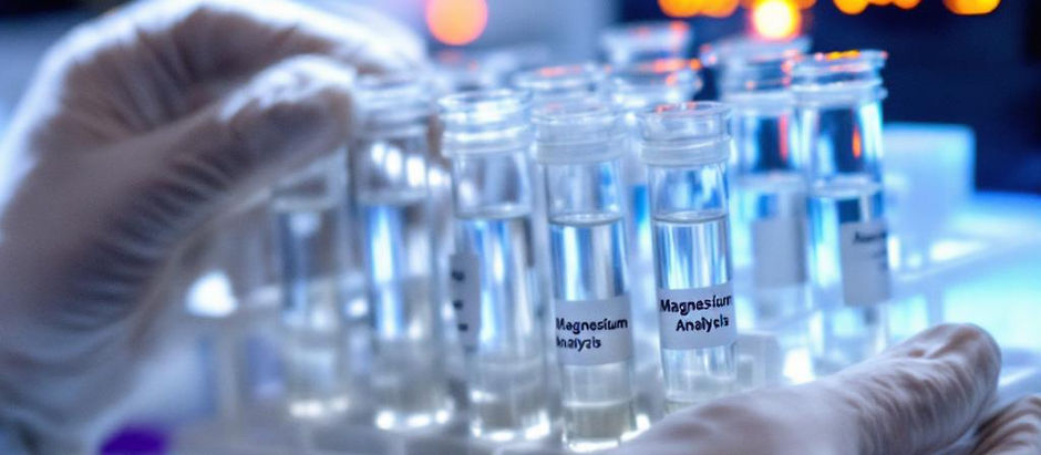 Imagem de laboratório analisando diferentes sais de magnésio