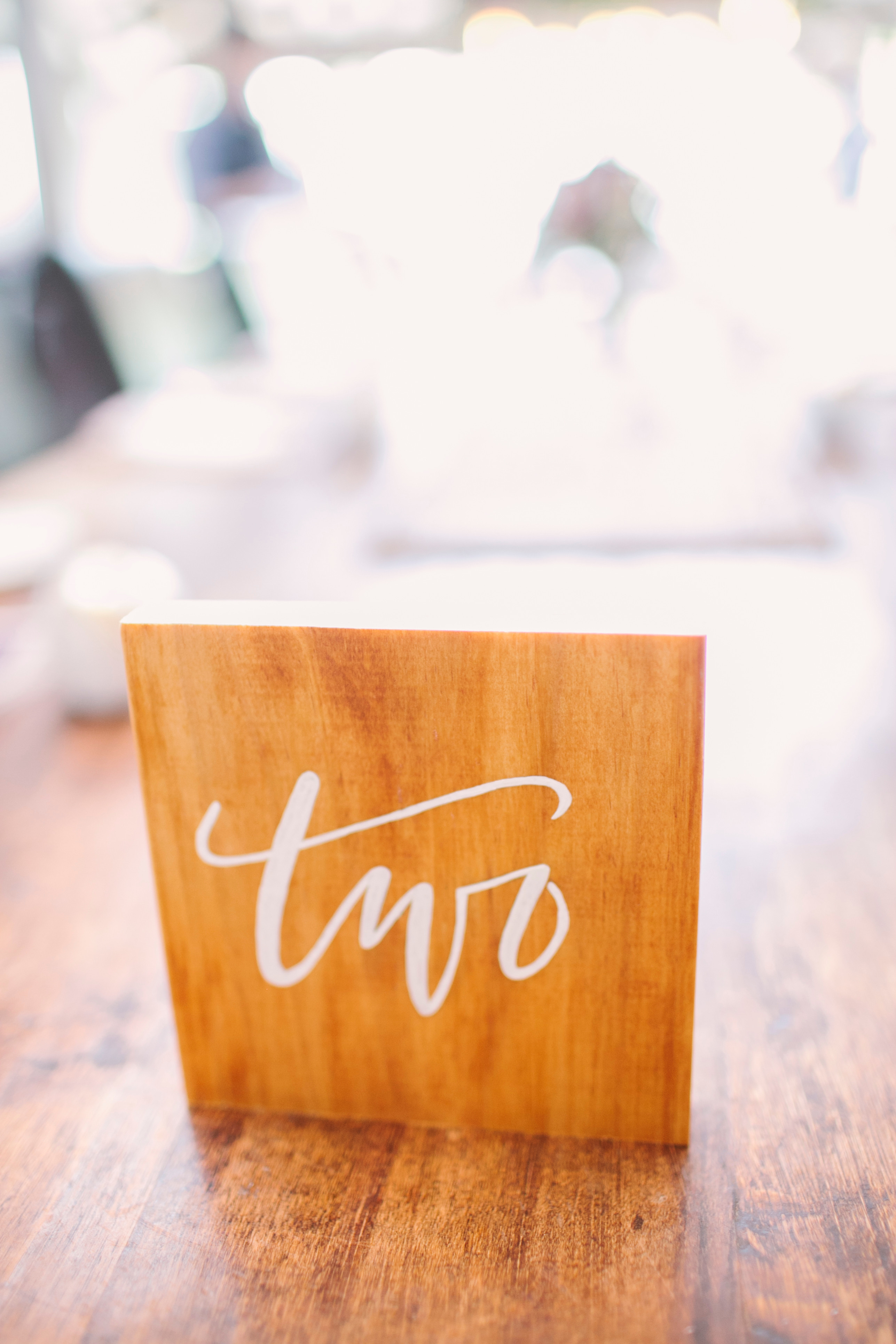 Wood Calligraphy Table Number