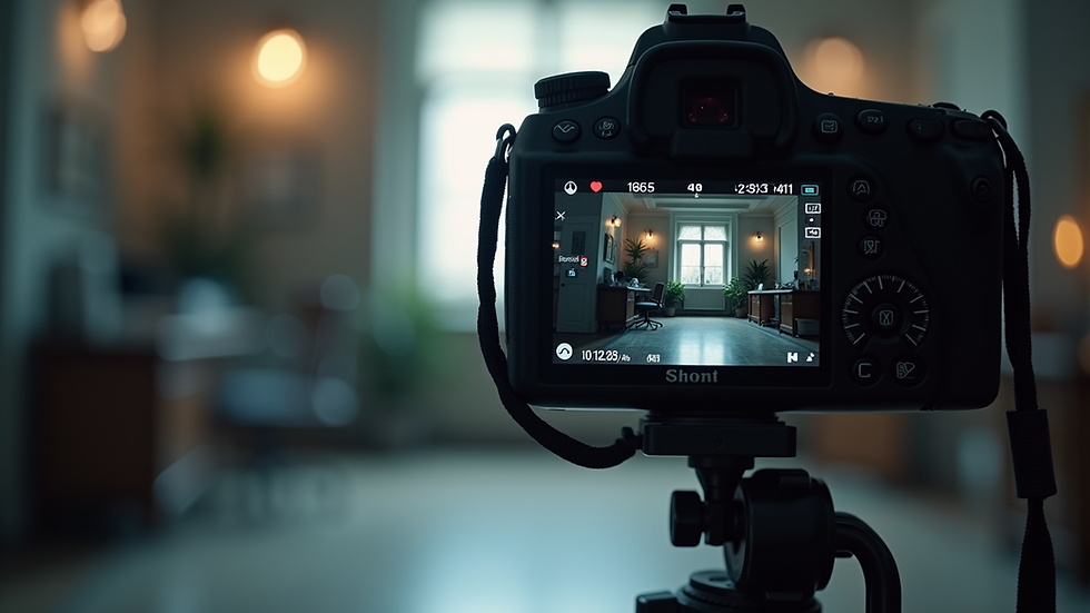 Close-up view of a camera capturing a product in a studio