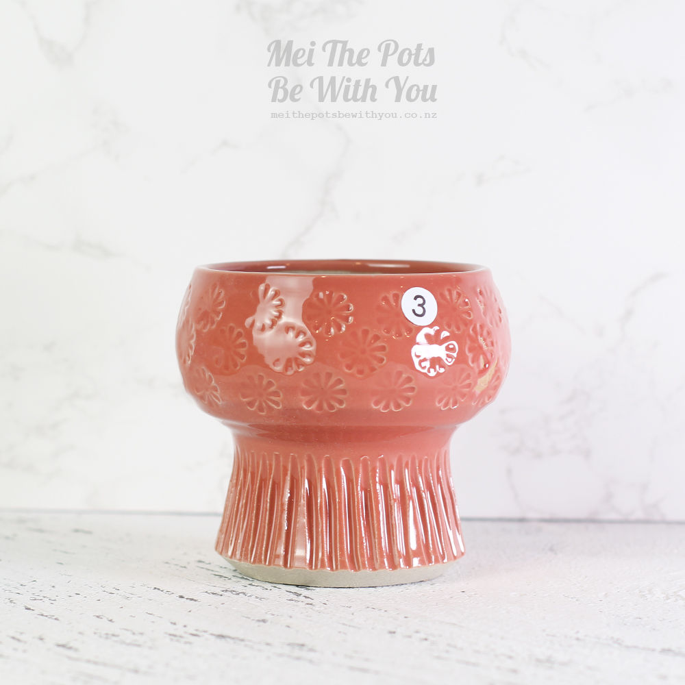PA90-2 | Handmade Glazed Pattern Stamp Succulent Pot