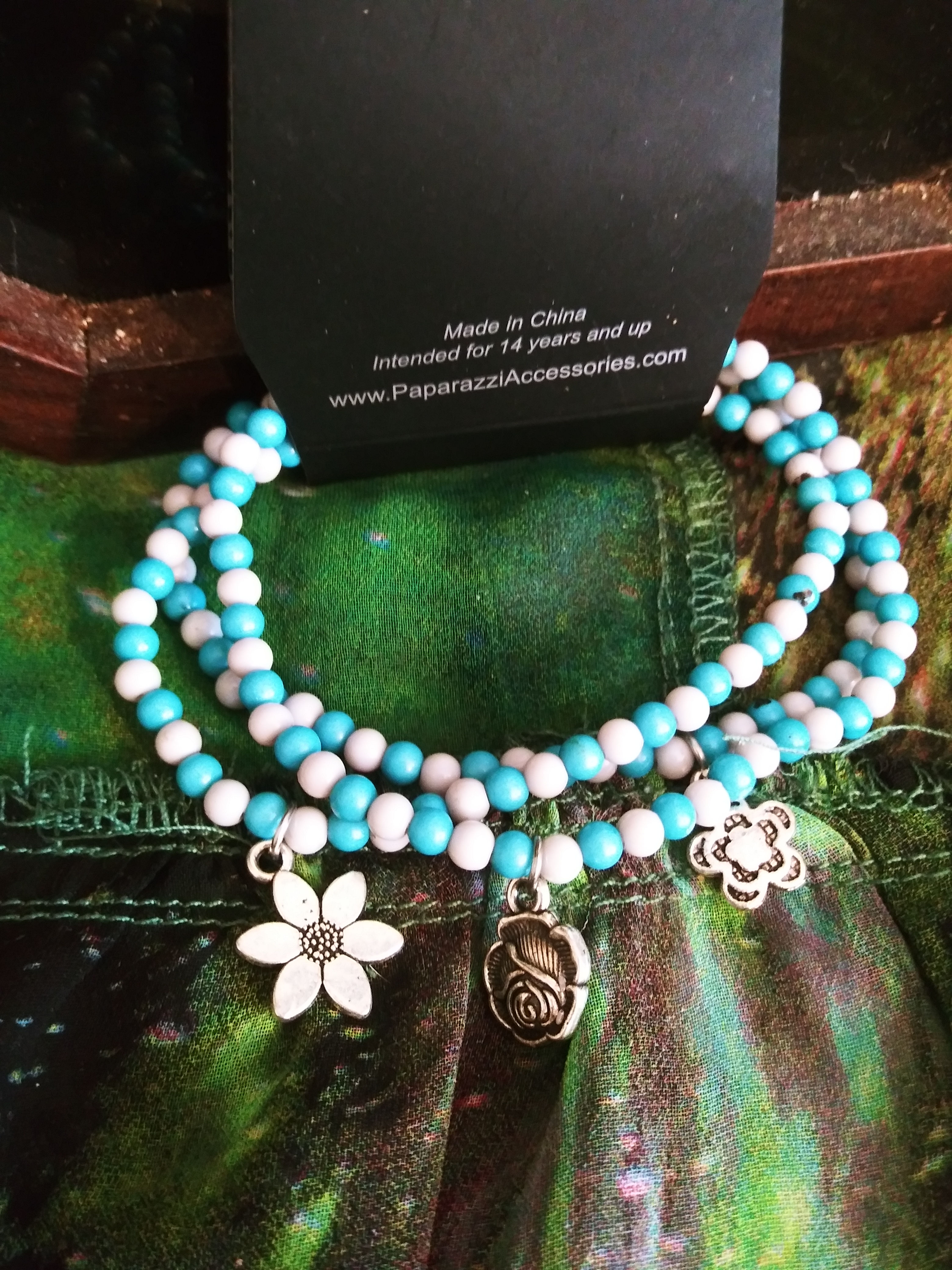 3 charm beaded bracelet