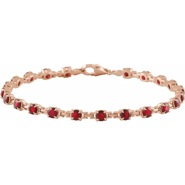 14K Gold Natural Mozambique Garnet 7 14" Line Bracelet 