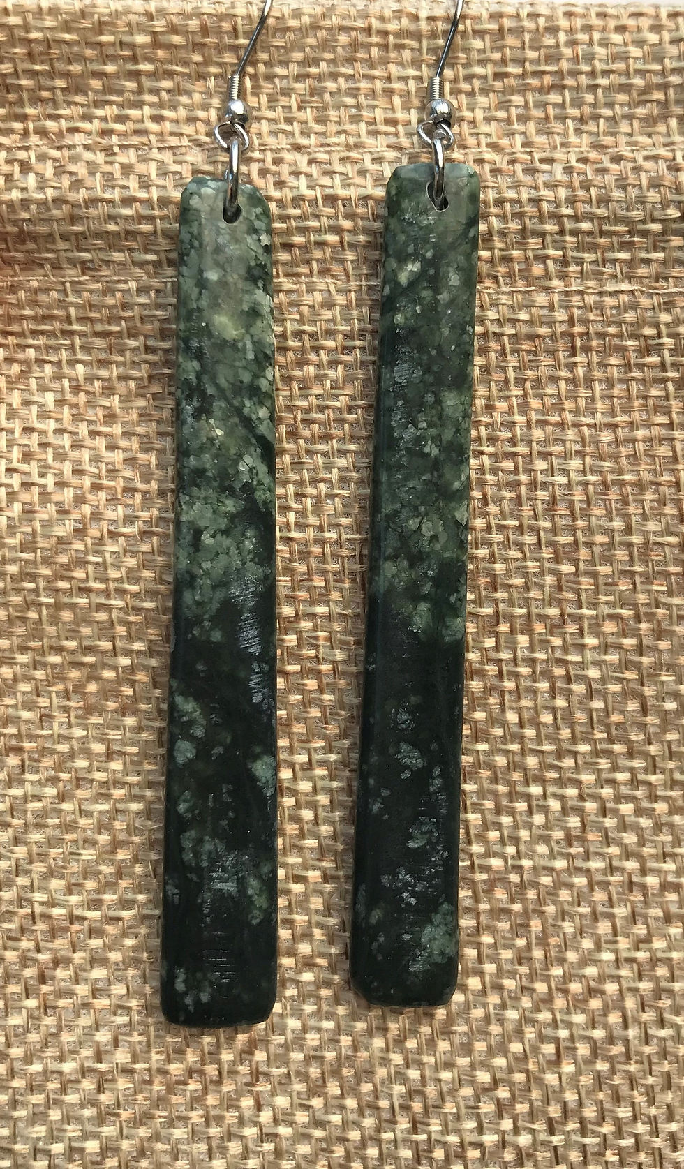 Thumbnail: Pounamu Drop Earrings by NZ Artisan, Marlborough