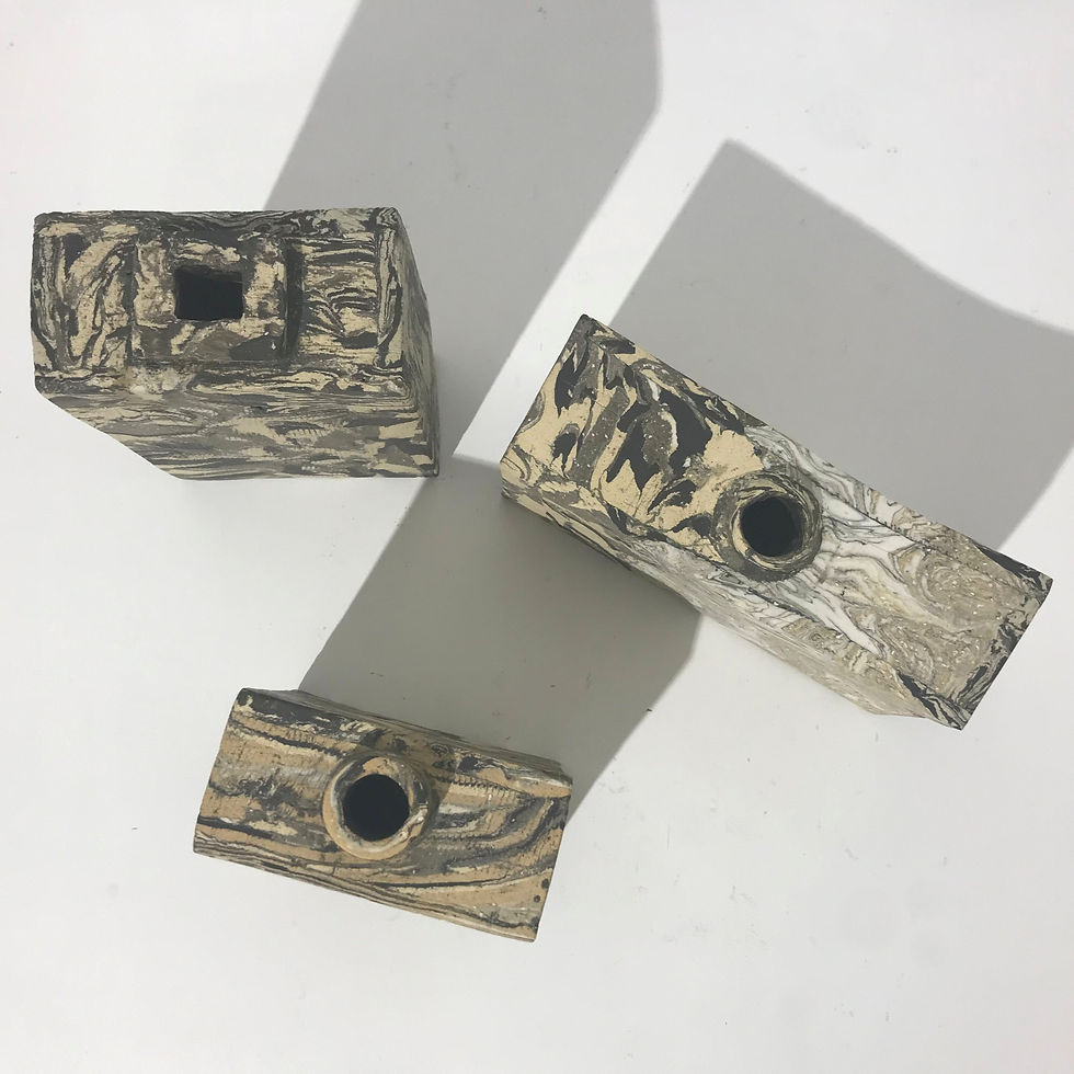 Thumbnail: Long Nerikomi Rectangle Bottle by Sandra McLintock