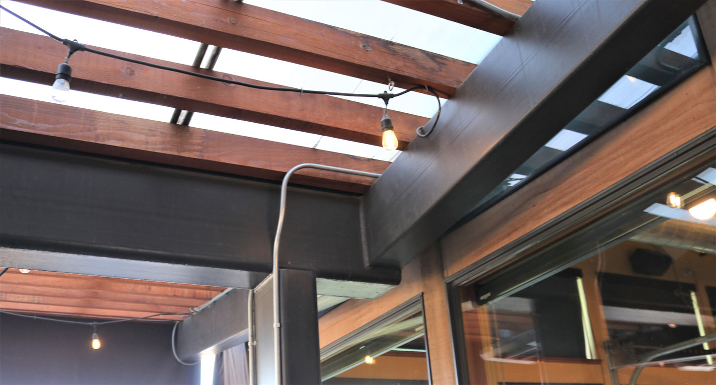 Steel beams, and columns for awning. 
#TP03