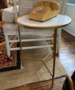 Small Marble Top Accent Table w/ Antique Brass