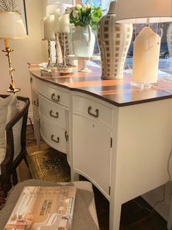 Unique Vintage Painted Bow Front Sideboard