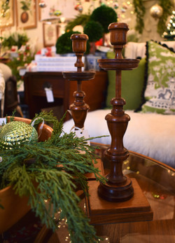 Pair of Vintage Wooden Candlesticks