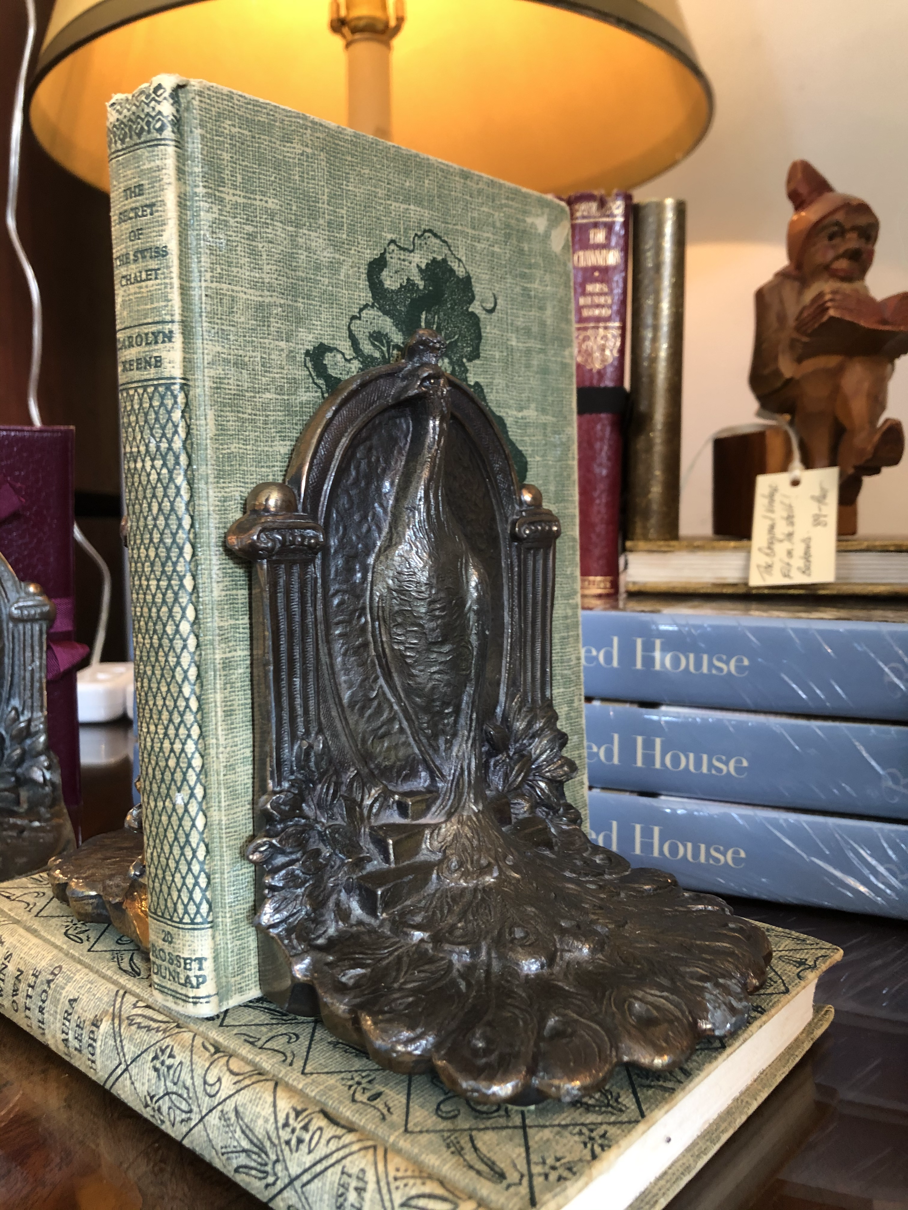 Vintage Peacock Bookends
