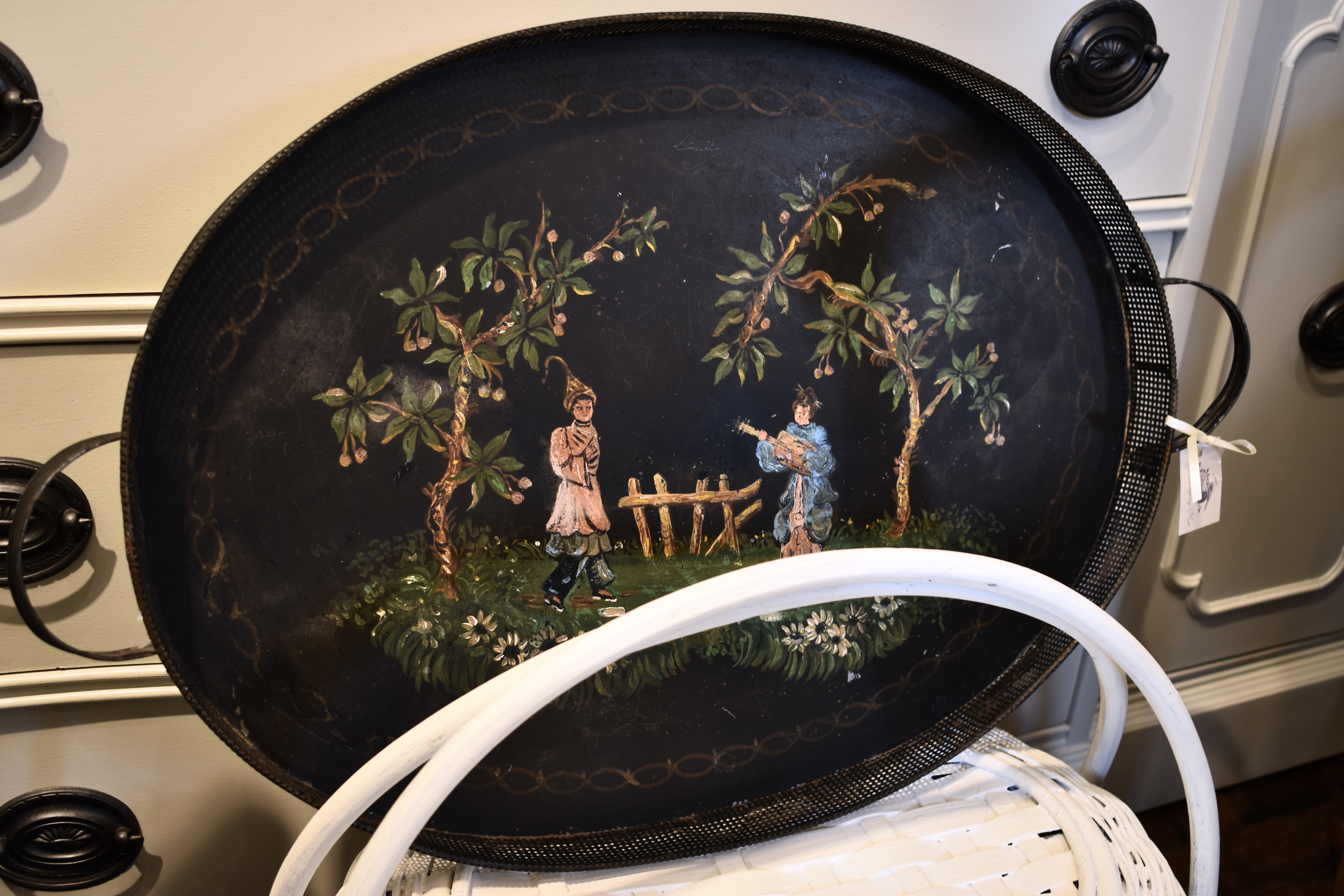 Handpainted Vintage Asian Tray