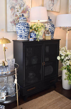 Vintage Storage Shelf with Cane Doors
