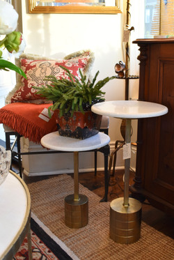 Pair of Marble & Antique Brass Cocktail Tables