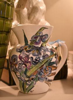 Vintage Signed Iris Pitcher