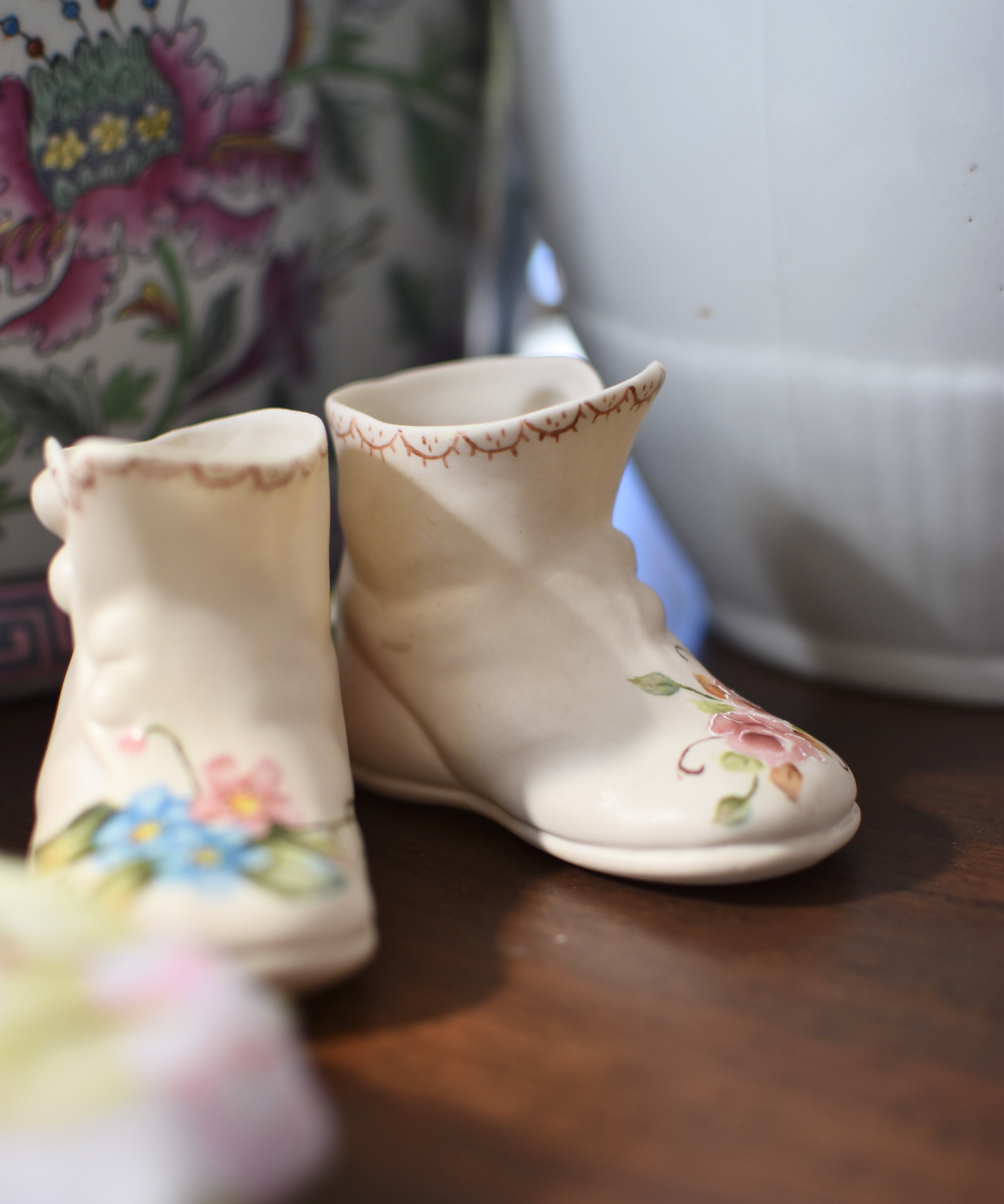 Vintage Signed Handpainted China Shoes
