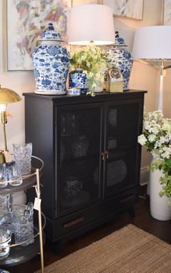 Refinished Cabinet with Cane Doors