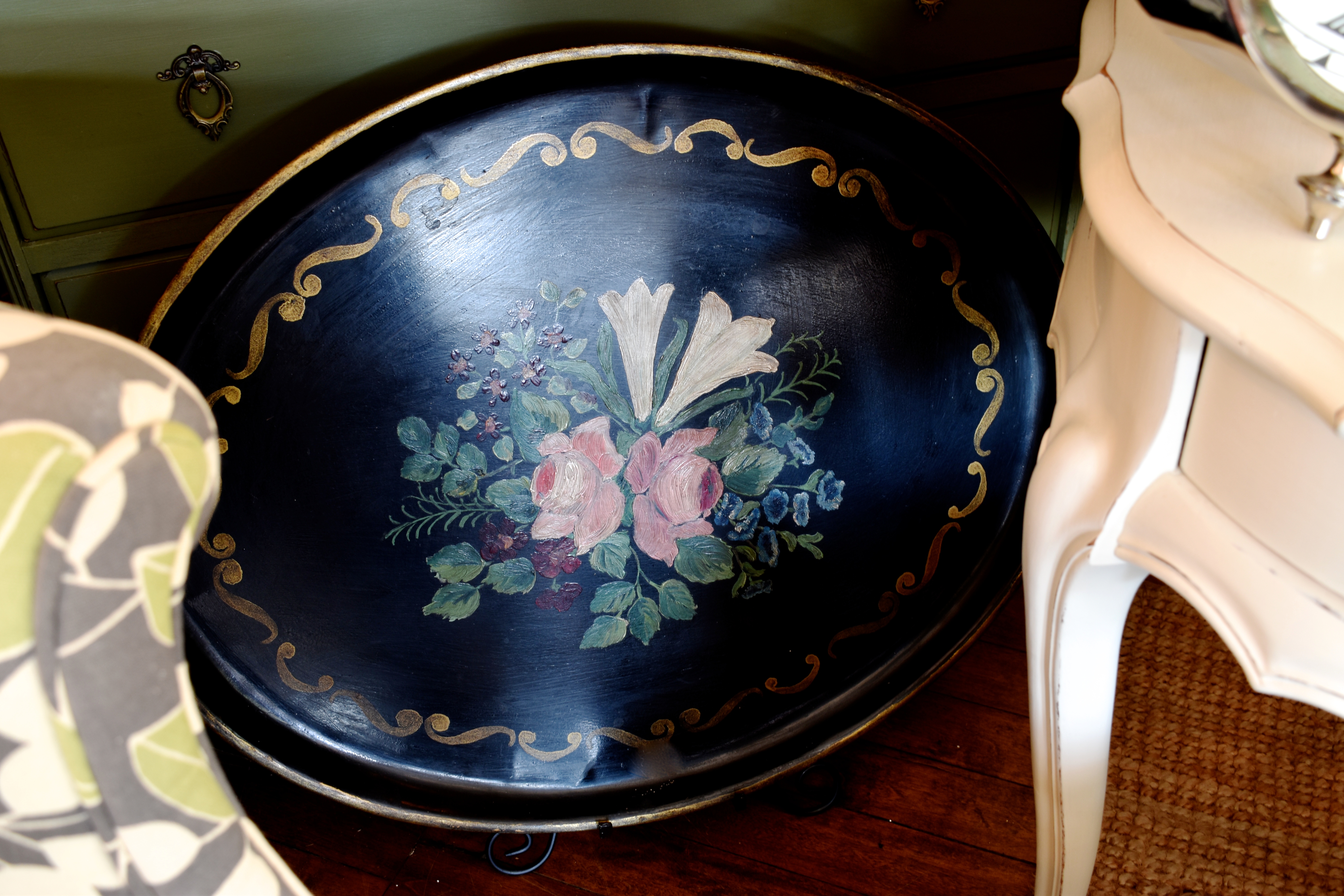 Large Vintage Painted Tray