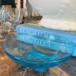 Vintage Turquoise Bowl with Square Base