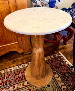 Marble and Wood Side Table
