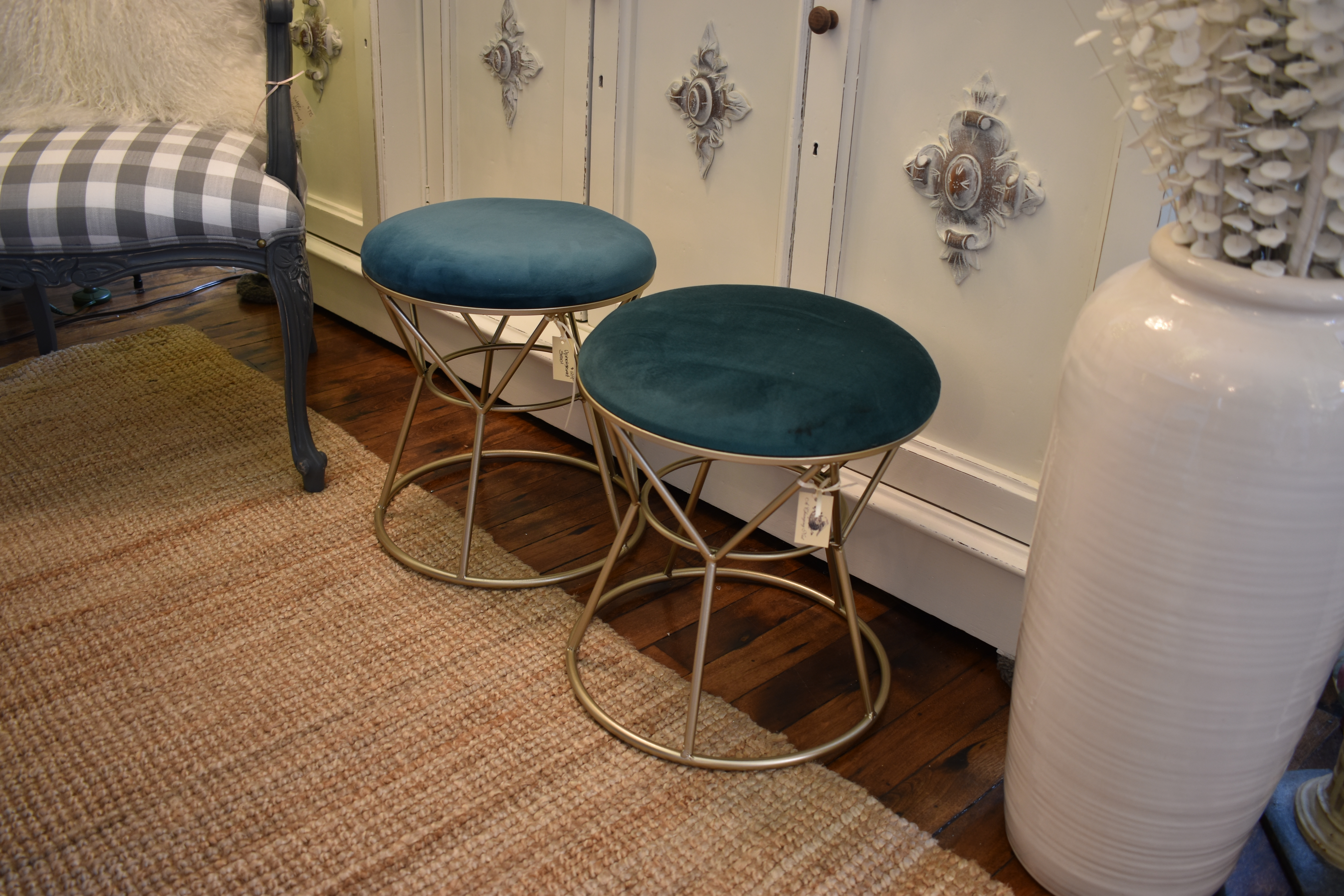 Upholstered Metal Stool