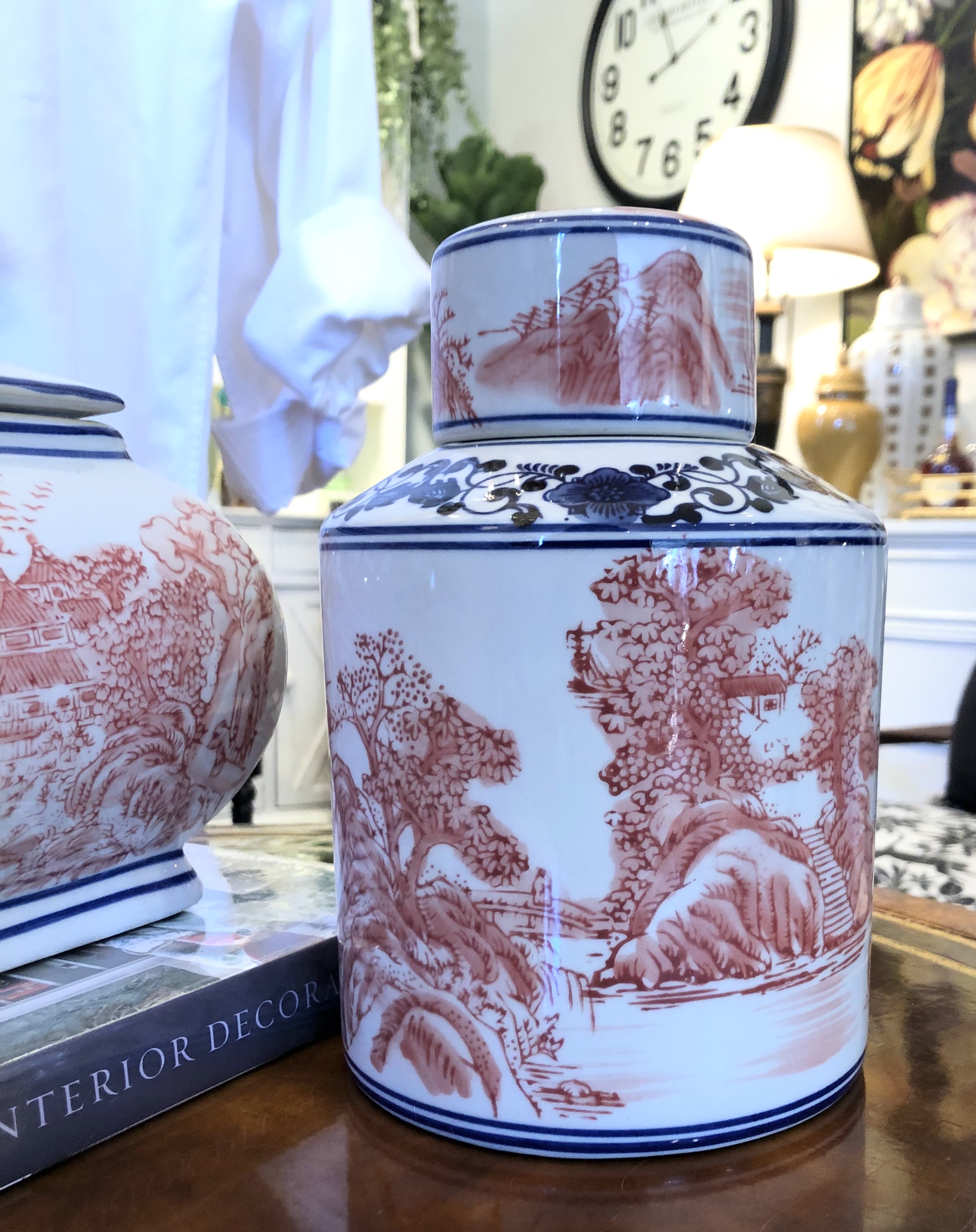 Blue and Coral Ginger Jar