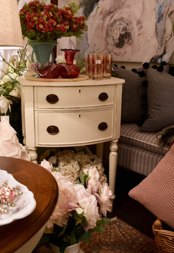 Vintage Painted Taller End Table with Drawer