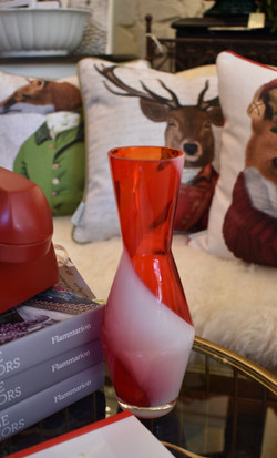 Vintage Candy Cane Artglass Vase