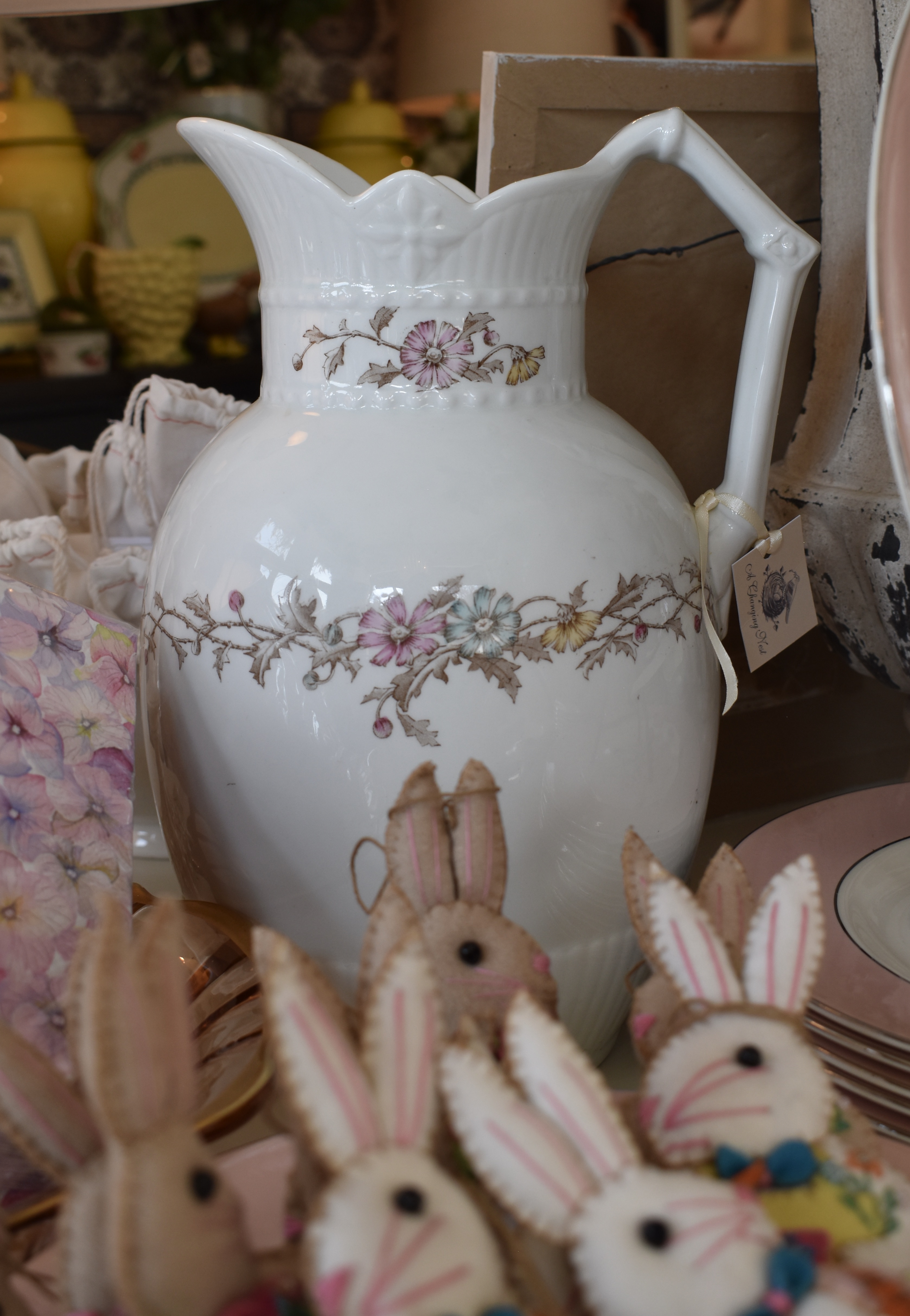 Vintage Blue and Pink Pitcher