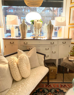 Unique Vintage Painted Bow Front Sideboard