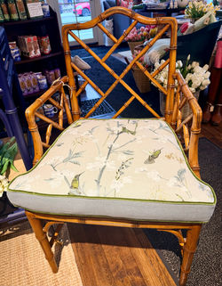 Vintage Bamboo Chair with Custom Cushion