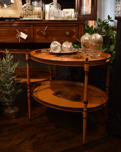 Vintage Two-Tiered French Tole Tray Tables