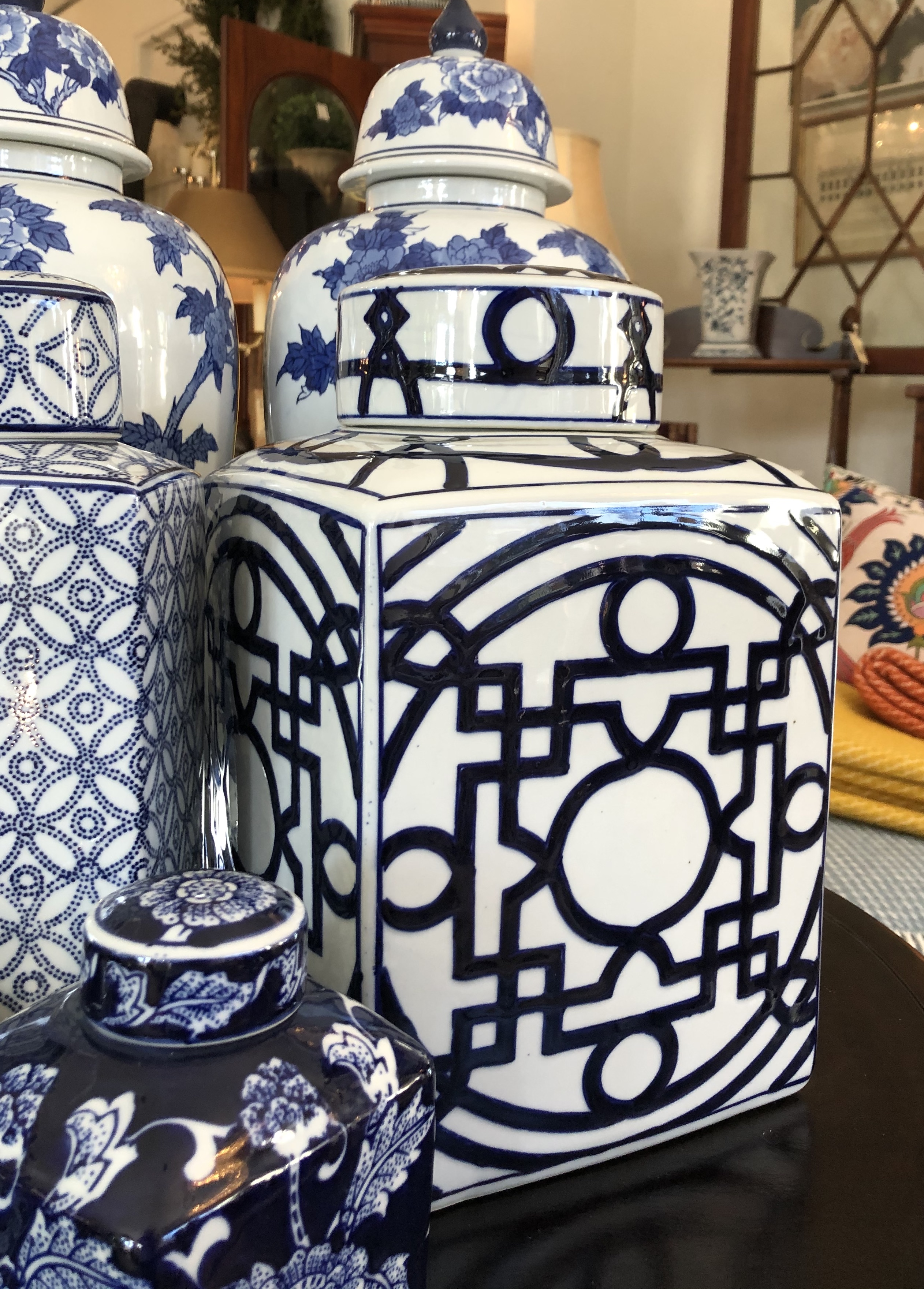 Large Asian Blue and White Ginger Jar